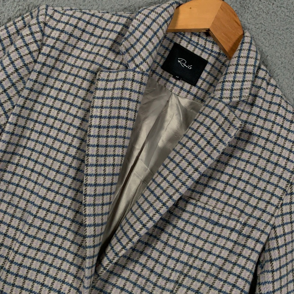 Rails Windsor Blazer Jacket Women's XS Lilac Navy Mini Check Plaid Wool Blend